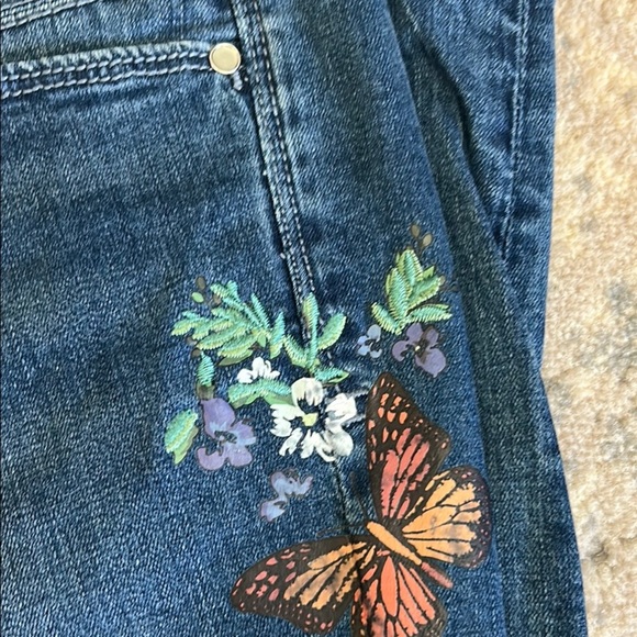 Bebe Women's Blue Jeans with Floral Embroidery - Picture 4 of 9